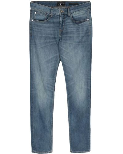 7 For All Mankind Halbhohe Slimmy Tapered-Jeans - Blau