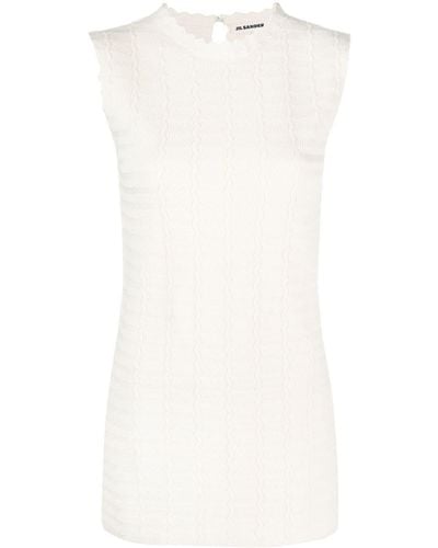 Jil Sander Sleeveless Zigzag-pattern Sweatshirt - White