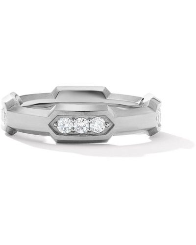 David Yurman Hex Pavé Station Ring mit Diamanten - Weiß