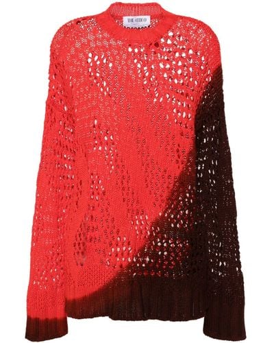 The Attico Ombré Open-knit Jumper - Red