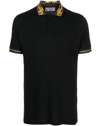 Versace Poloshirt mit Barockmuster - Schwarz