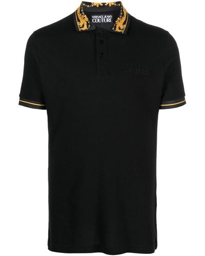 Versace Jeans Couture Baroque Finish Polo Shirt in Black for Men