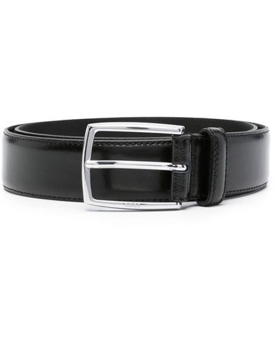 BOSS Logo-engraved Leather Belt - Black