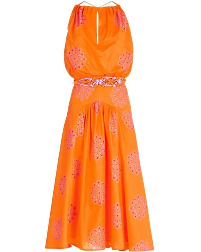 Silvia Tcherassi Daila Organic Cotton Midi Dress - Orange