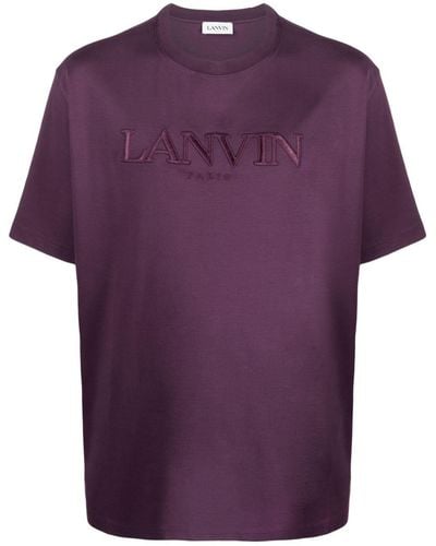 Lanvin Embroidered-logo Cotton T-shirt - Purple