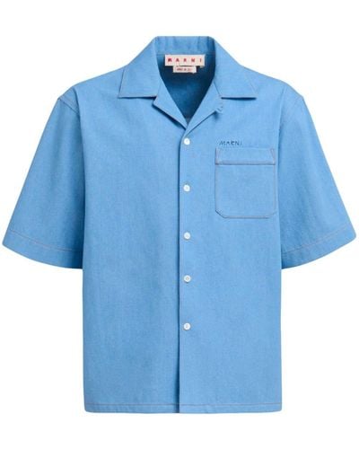 Marni Patch-pocket Cotton Shirt - Blue