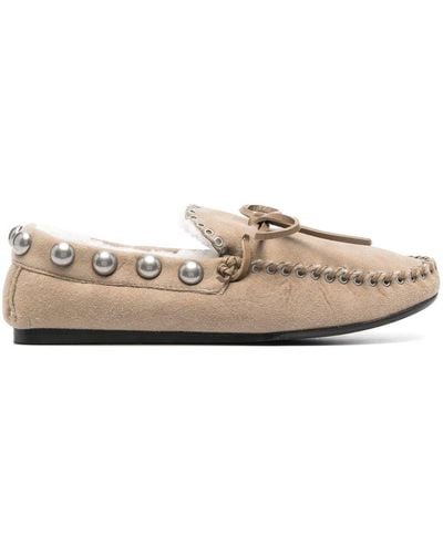 Isabel Marant Faomee Studded Suede Loafers - Natural