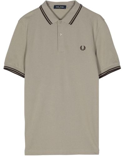 Fred Perry Embroidered-logo Cotton Polo Shirt - Grey