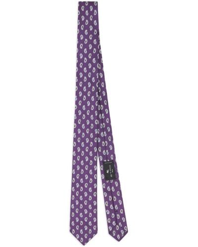 Etro Cravate en soie à motif cachemire en jacquard - Violet