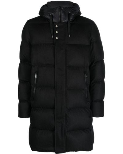 Herno Hooded Padded Mid-length Coat - Black