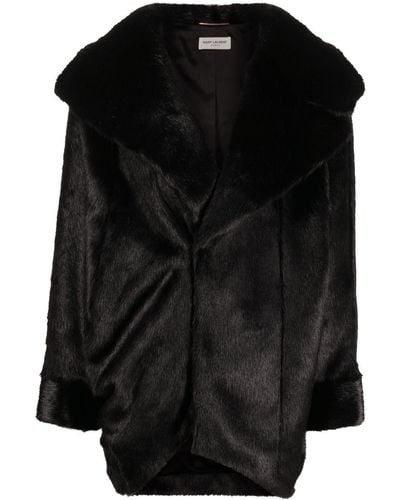 Saint Laurent Faux-fur Short Coat - Black