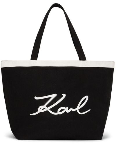 Karl Lagerfeld Bolso shopper con logo estampado - Negro