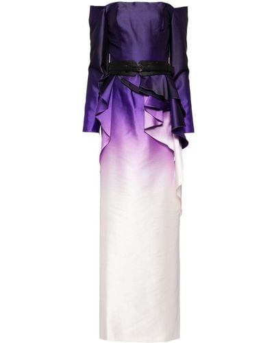 Saiid Kobeisy Off-shoulder gradient printed dress with peplum - Morado