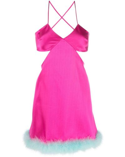 Amen Feather Trim Cut-out Dress - Pink