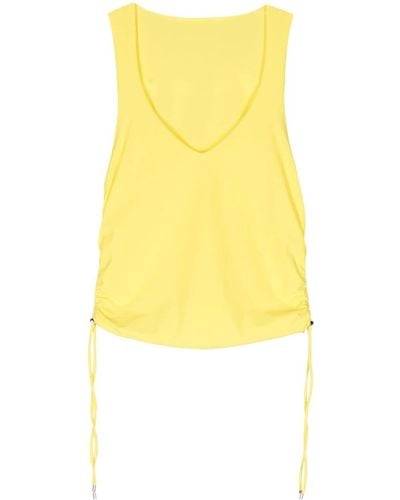 Patrizia Pepe Ruched V-neck Crop Top - Yellow