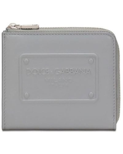 Dolce & Gabbana Portefeuille zippé à logo embossé - Gris