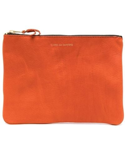 Comme des Garçons Washed Zip-up Leather Pouch - Orange
