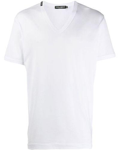 Dolce & Gabbana T-Shirt mit V-Ausschnitt - Weiß
