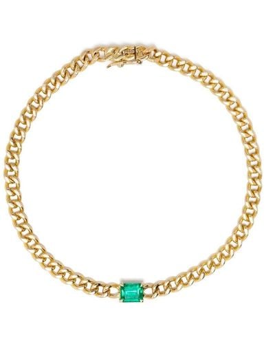 Anita Ko 18kt Yellow Gold Small Cuban Link Emerald Bracelet - Metallic