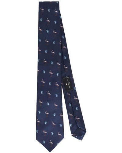Etro Patterned-jacquard Tie - Blue