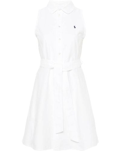 Polo Ralph Lauren Polo-pony Shirt Mini Dress - White