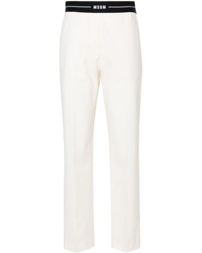 MSGM Logo-waistband Tapered Trousers - White