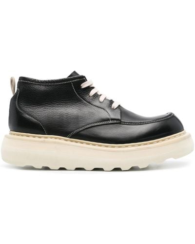 Premiata 32080 Leather Platform Boots - Black