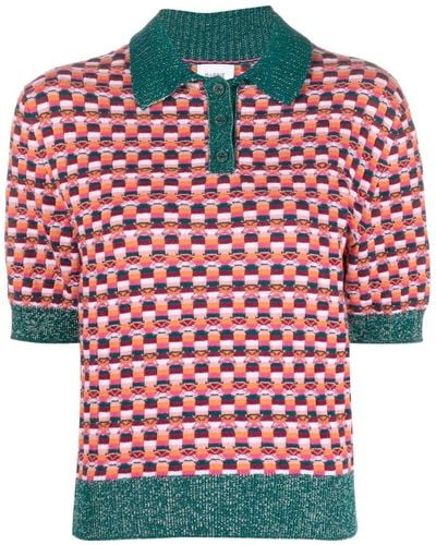 Barrie Intarsia-knit Polo Shirt - Red