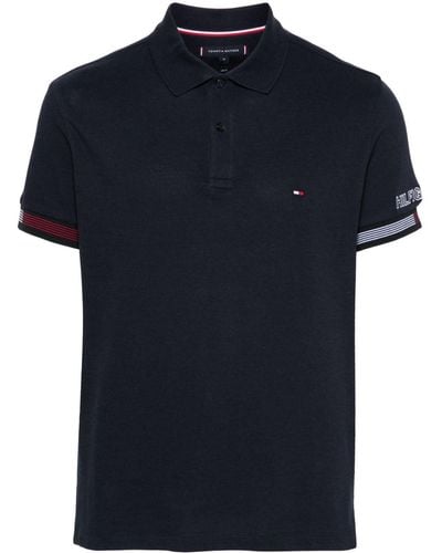 Tommy Hilfiger Embroidered-logo Piqué Polo Shirt - Blue