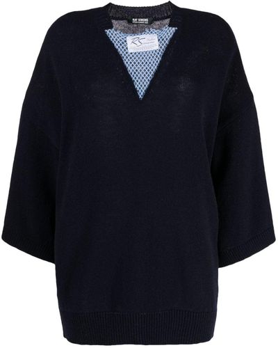 Raf Simons Mesh-panel Virgin Wool Sweater - Blue