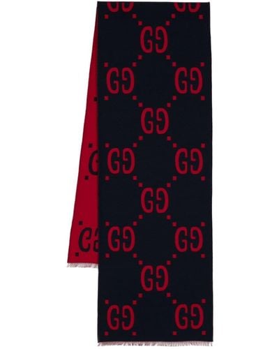 Gucci Pañuelo de seda y lana de jacquard con GG - Multicolor