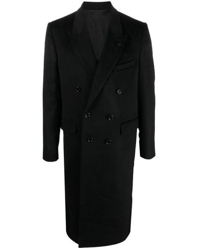 Lardini Attitude Woven Double-breasted Coat - Black