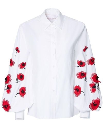 Carolina Herrera Poppy-embroidered Blouse - White