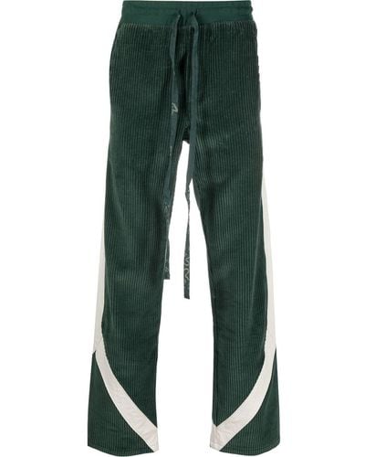 Rhude Pantalon de jogging en velours côtelé à rayures - Vert