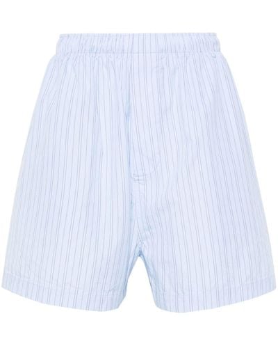 Balenciaga Logo-embroidered Striped Shorts - Blue