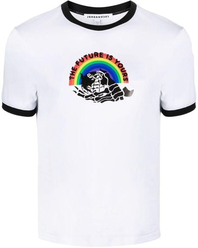 JORDANLUCA Camiseta con eslogan estampado - Blanco