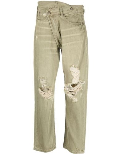R13 Distressed Crossover Straight-leg Jeans - Natural