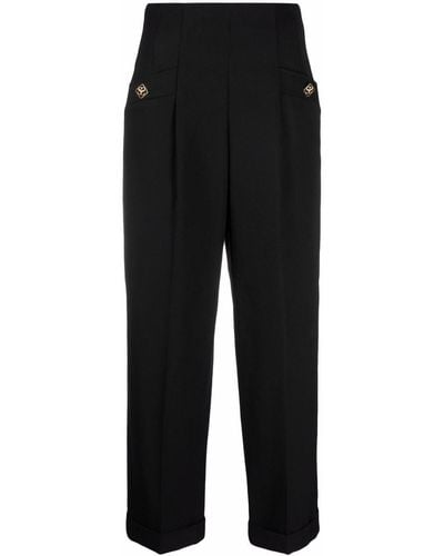 Sandro High-waisted Cropped Trousers - Black