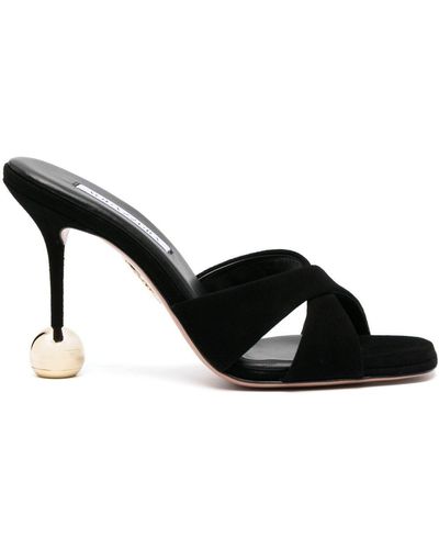 Aquazzura Sandali con sfera metallizzata in suede nera - Nero