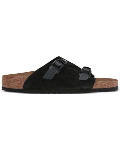 Birkenstock Adjustable Straps Suede Sandals - Black