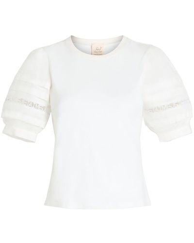 Cinq À Sept Corianna Ruffle-detail Cotton T-shirt - White