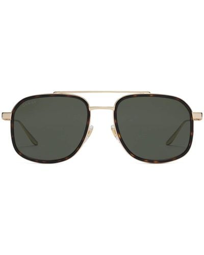 Gucci Navigator-frame Sunglasses - Green