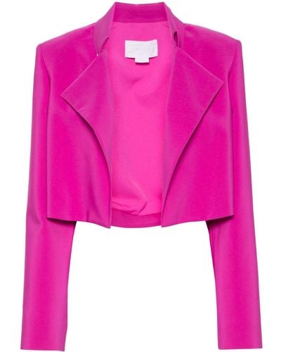 Genny Cropped-Blazer mit kristallverzierten Knöpfen - Pink