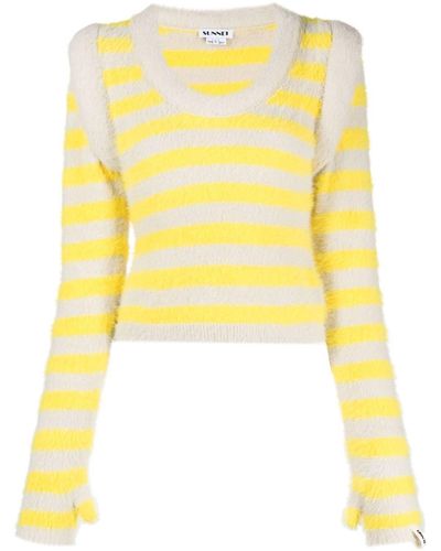 Sunnei Fluffy Striped Sweater - Yellow