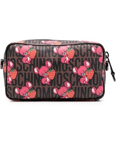 Moschino Mouse-print Wash Bag - Red
