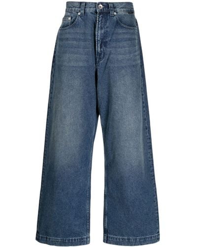 FIVE CM High-rise Wide-leg Cotton Jeans - Blue