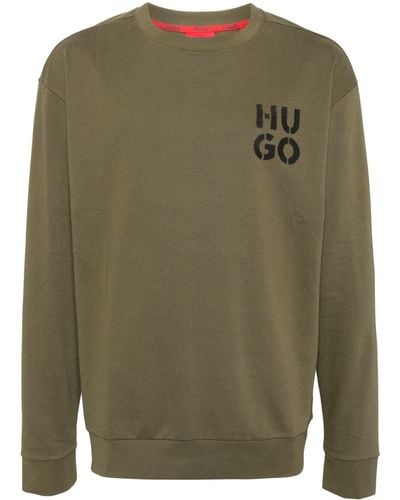 HUGO T-Shirt mit Logo-Print - Grün
