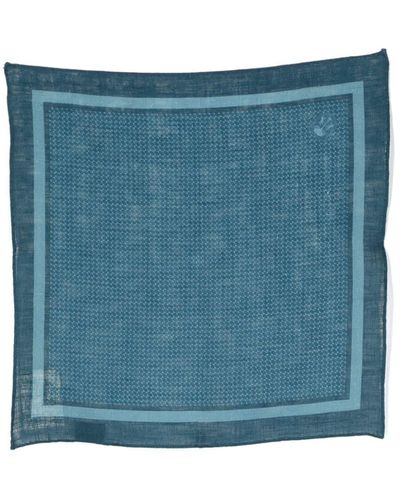 Corneliani Graphic-print Linen Handkerchief - Blue