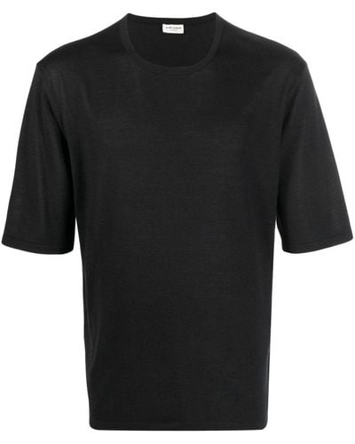 Saint Laurent T-Shirt mit halblangen Ärmeln - Schwarz