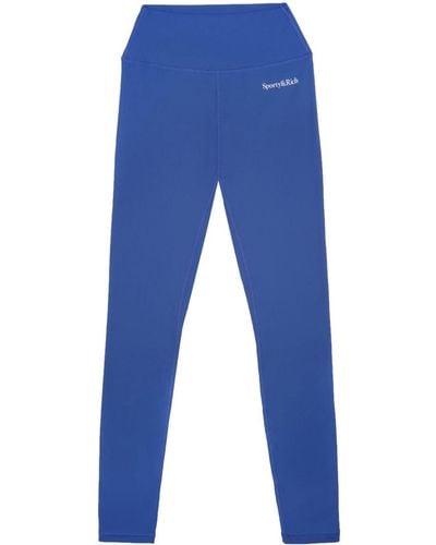 Sporty & Rich High-Waist-Leggings mit Logo-Print - Blau